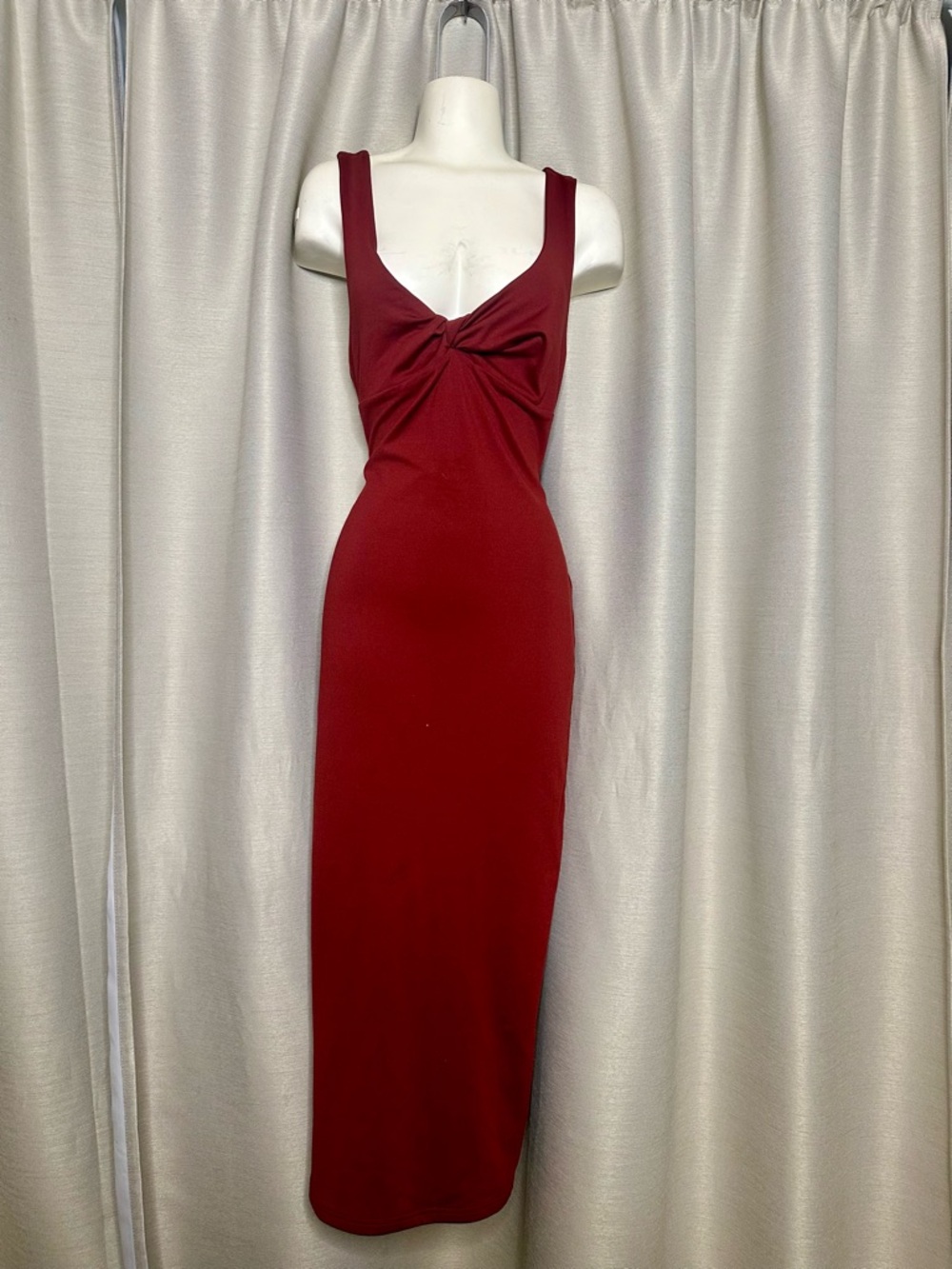 Missguided Burgundy Twist-Front Midi Dress